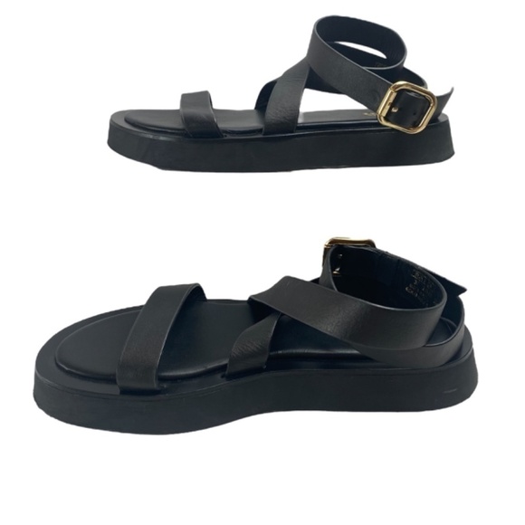 ZARA Leather Platform Sandal in Black Size 37 - Picture 4 of 8